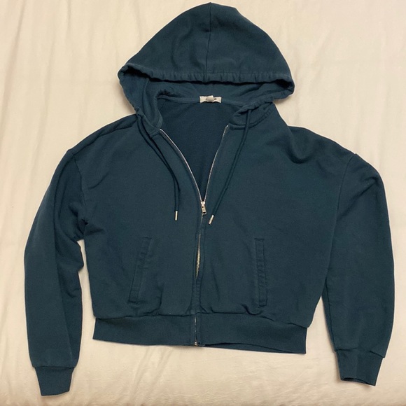 Garage Tops - Green/blue cropped zip up